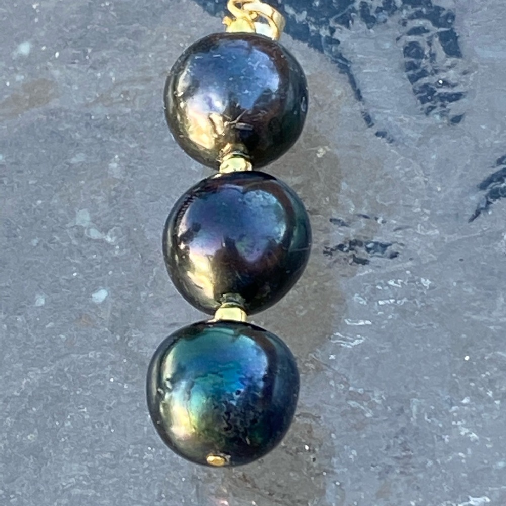 Real Dark Baroque 3 Pearl Pendant 11-12mm REAL!!!